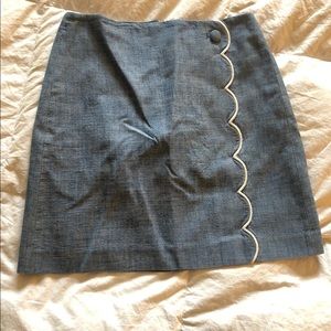 J Crew Chambray Scallop Skirt